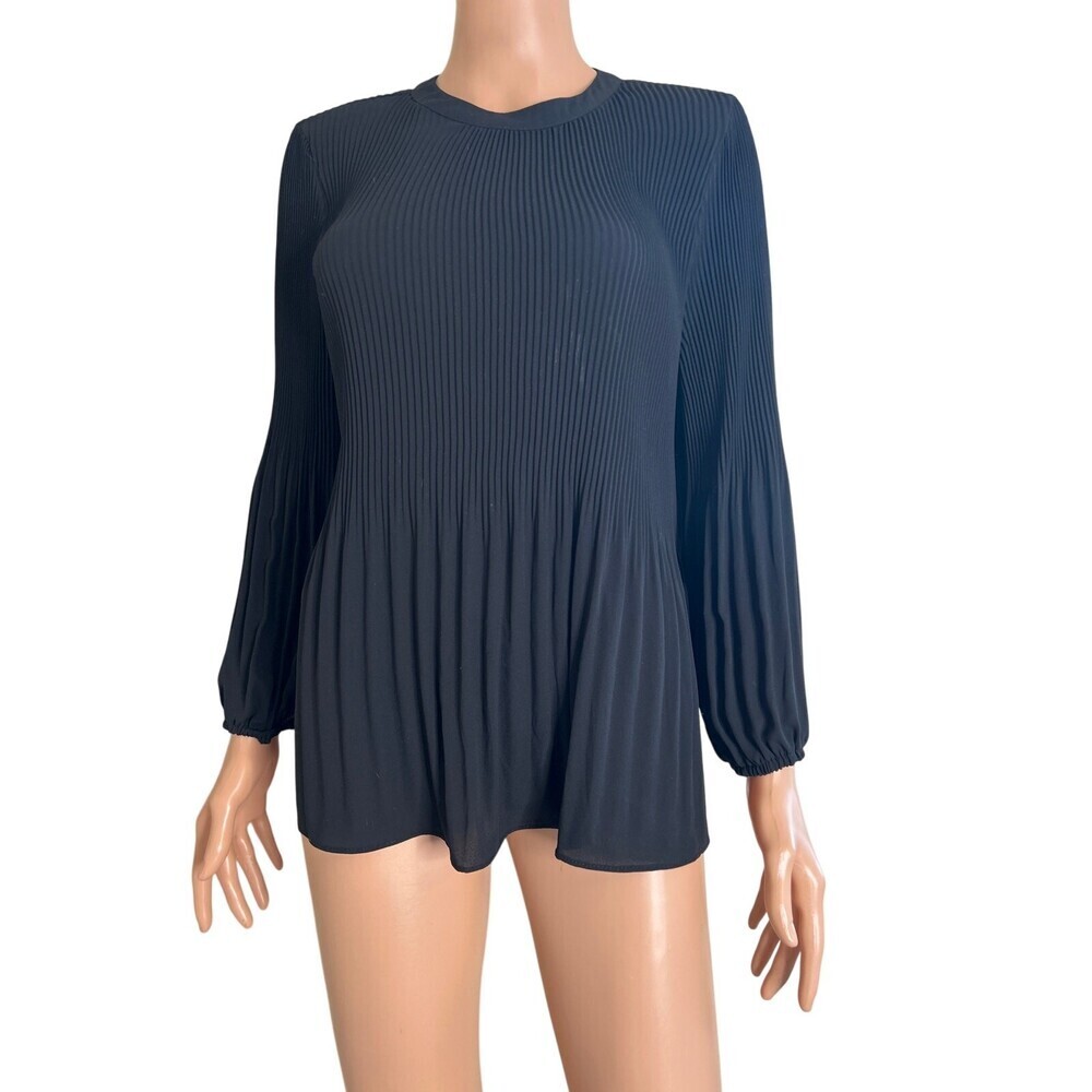 Adrianna Papell women's top blouse accordion lightweight black SM keyhole back - Picture 2 of 8